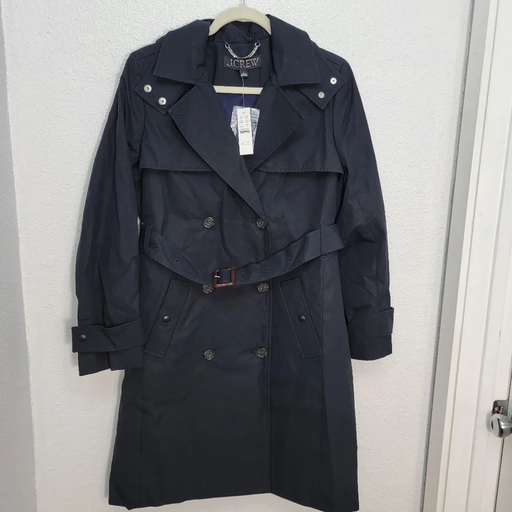 J Crew Icon trench coat BF456 Size 8 NWT Black
